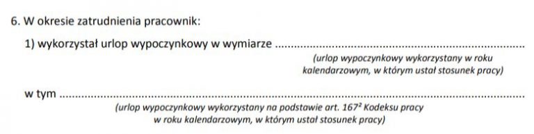 Urlop Wypoczynkowy W świadectwie Pracy E Prawa Pracownika 3480